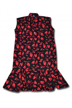 Short Dress Sleeveless Peplum Red/Black