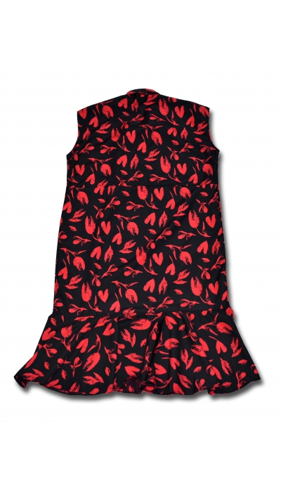 Short Dress Sleeveless Peplum Red/Black